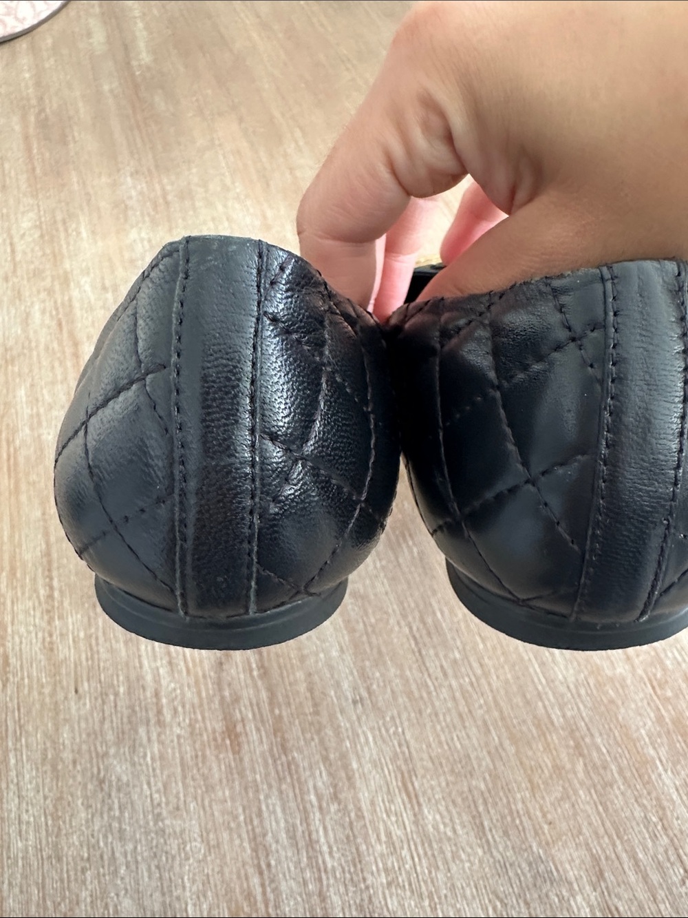 Tory Burch Black Quilted Leather Logo Round-Toe Flats - Picture 7 of 9